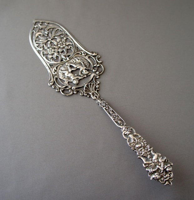 ドイツ ケーキサーバー ヴィンテージ 薔薇・天使 シルバー835 ドイツ