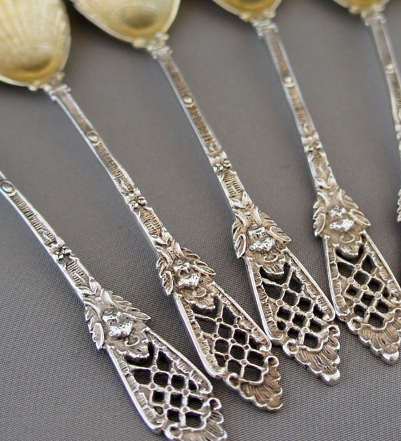 1900年「シェル型コーヒースプーン6本セット」《アンティックかとう》