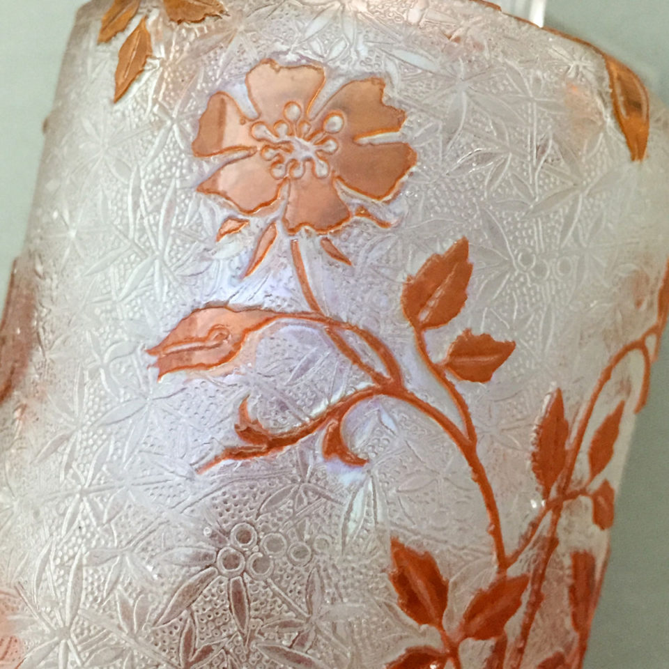 オールドバカラ「エグランチェ E'GLANTIER 香水瓶（橙色ガラス） h14cm