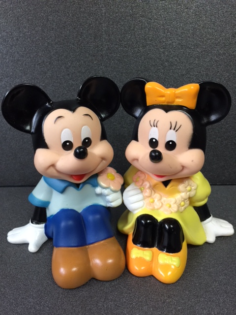 2体セット☆三菱銀行 ミッキーマウス・ミニー ソフビ人形 貯金箱 10