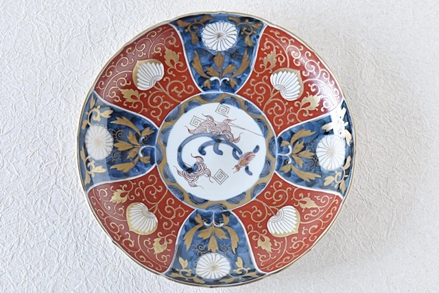 錦手 色絵 古伊万里 龍 江戸 上手物 花文様 菊文様 5枚セット 錦手