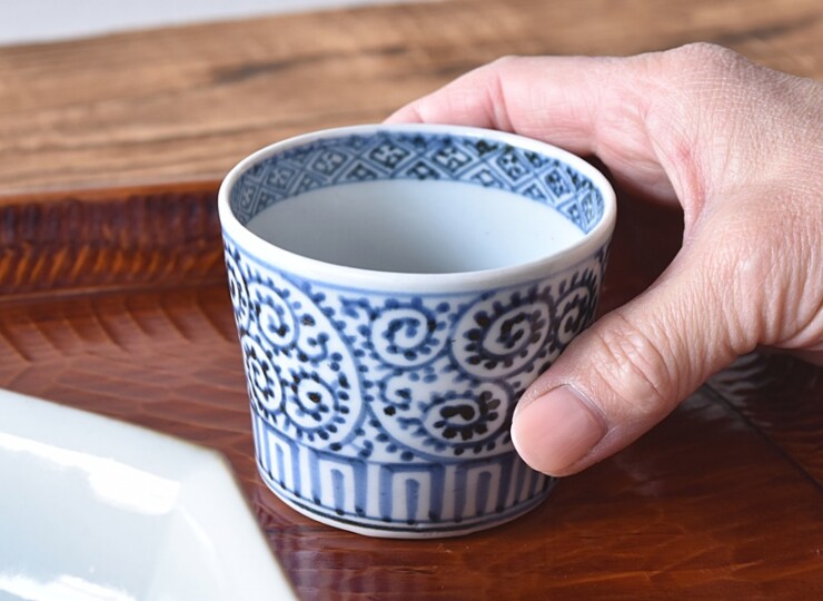 猪口 繪唐津 江戸期 アンティーク 1客 猪口 繪唐津 江戸期