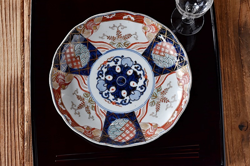 古伊万里 染付 小皿 ナス 茄子 江戸時代 金直し 金継ぎ 骨董