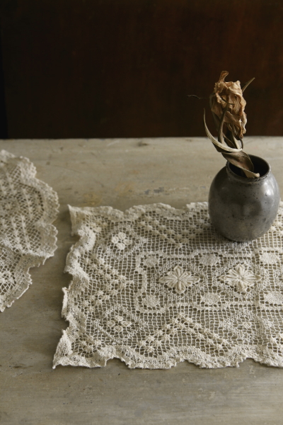 アンティークレースカーテン イギリス 天使 エンジェル【Antiques