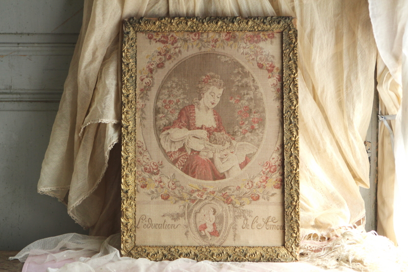 アンティークモールディングフレーム 天使 タペストリー L'education