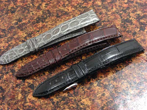 ジャガー・ルクルト レベルソクラシック用 アリゲーターベルト黒・茶