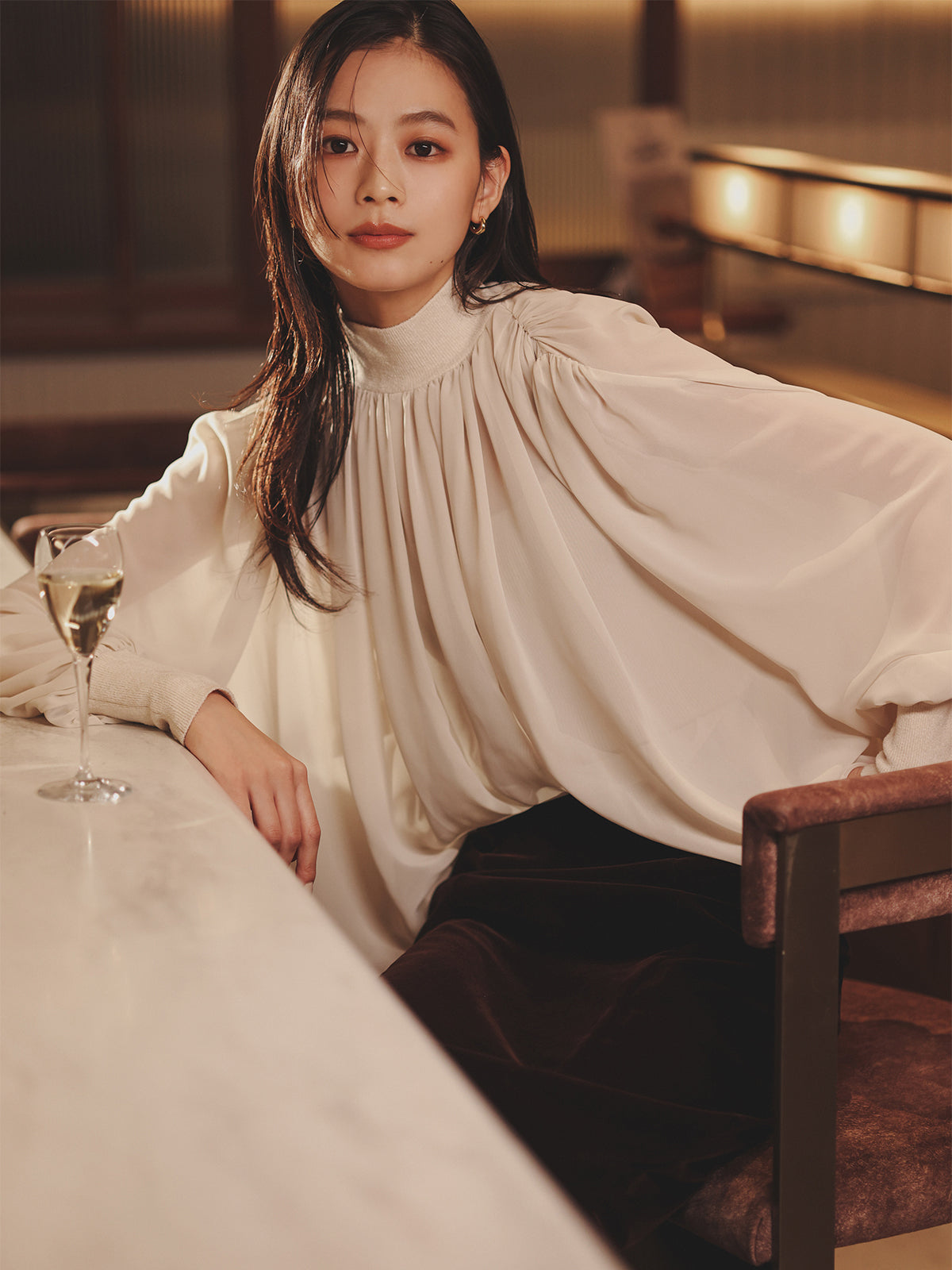 ジョーゼットフレアブラウス