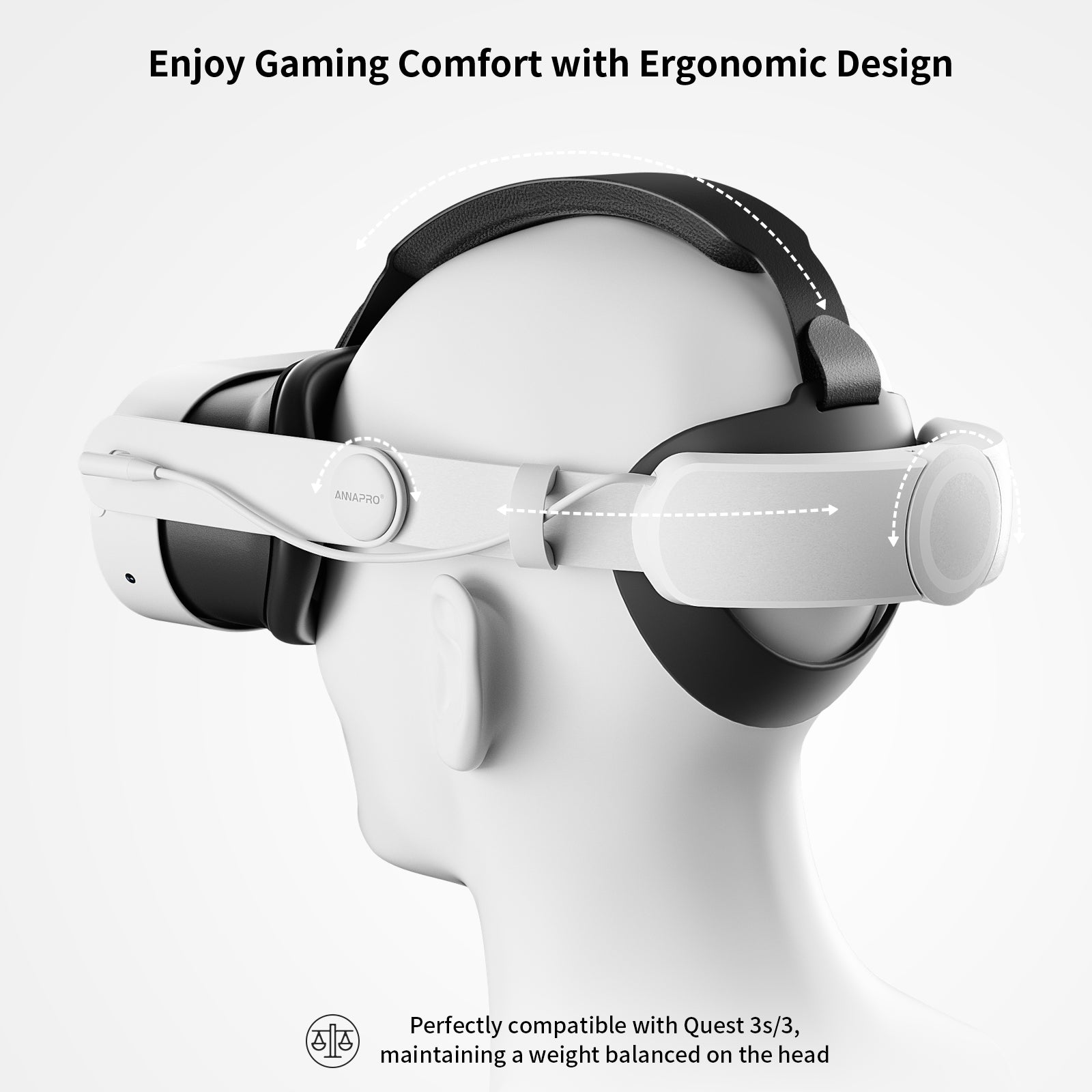 アナプロ メタ Oculus クエスト 3S/S ヘッドストラップ バッテリー付