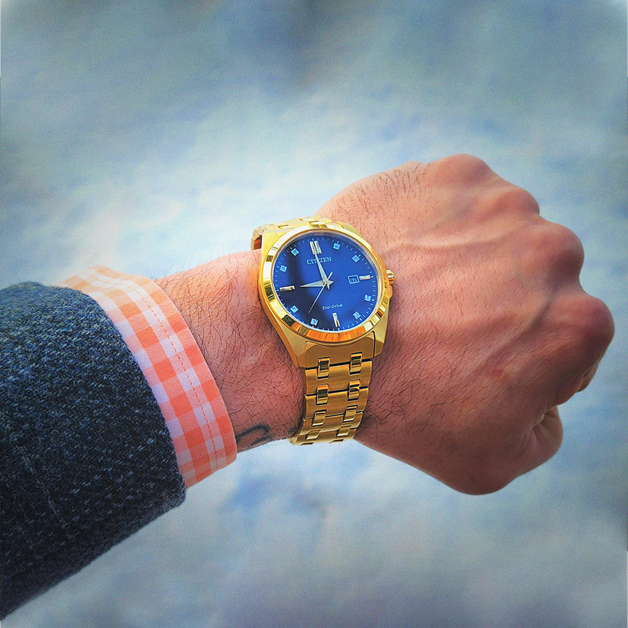 Citizen Corso Eco-Drive Blue Dial Gold Stainless Steel Watch