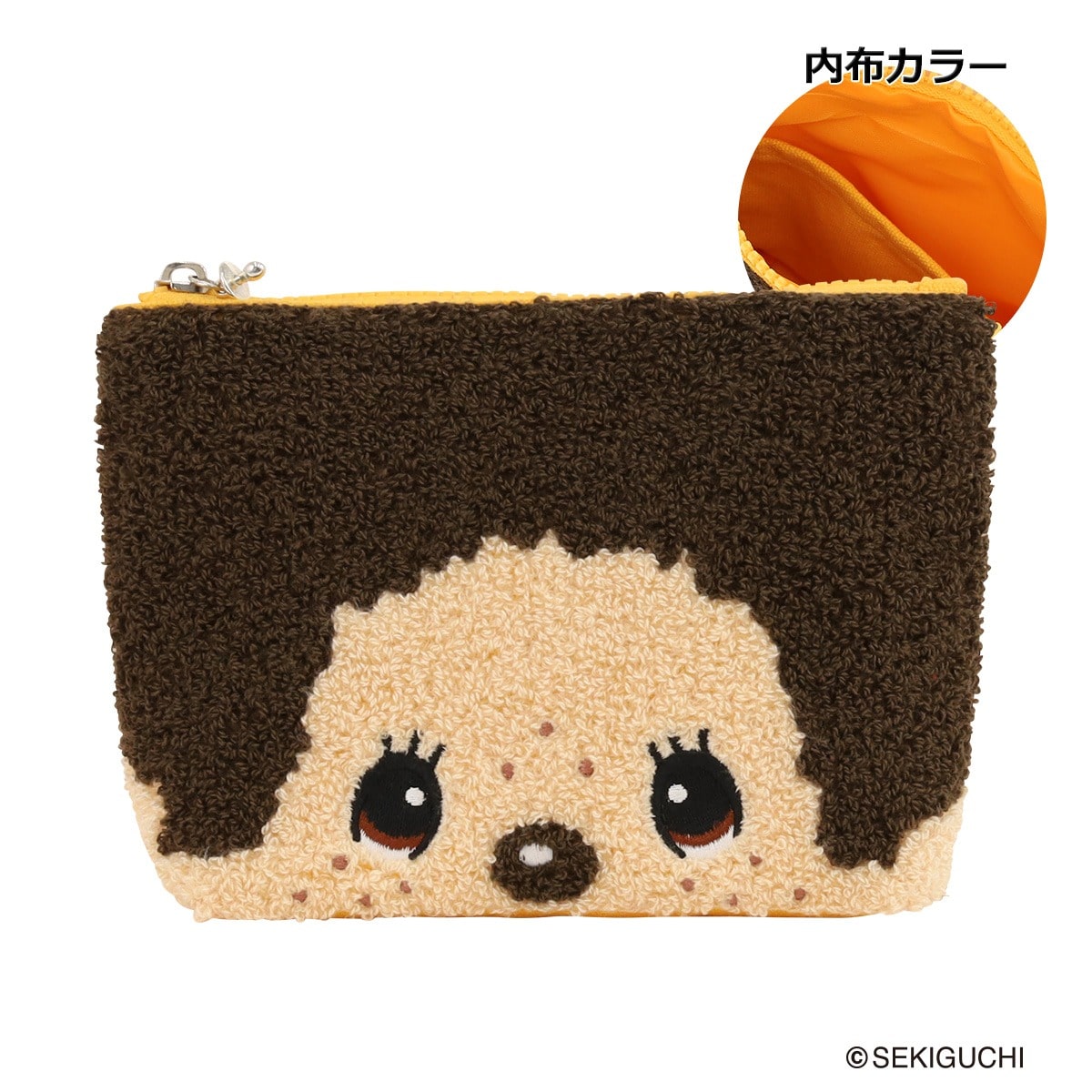 monchhichi モンチッチ サガラ刺繍 ビッグフェイスポーチ モンチッチ