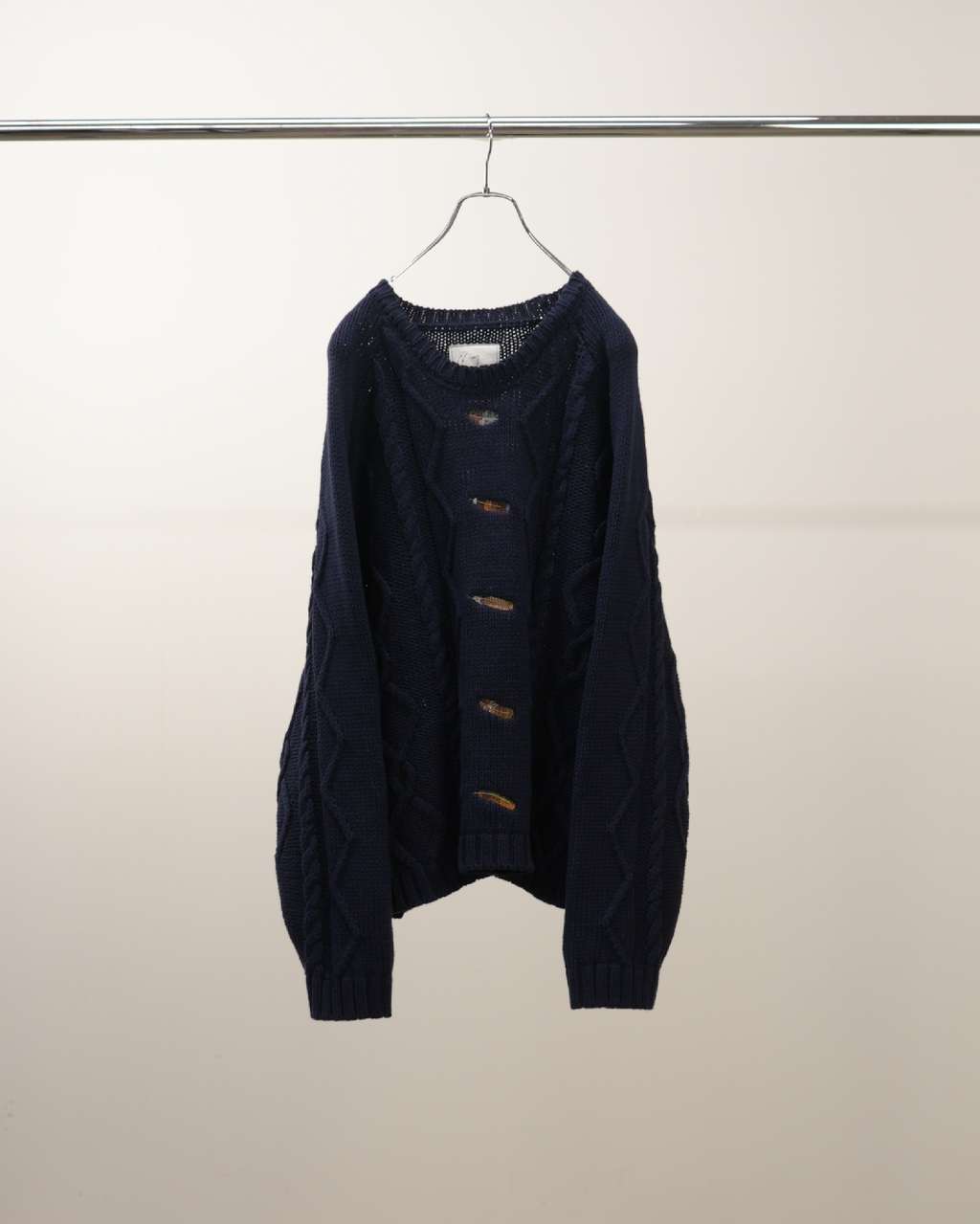 EMBROIDERY CABLE STITCH KNIT(NAVY) – ANCELLM