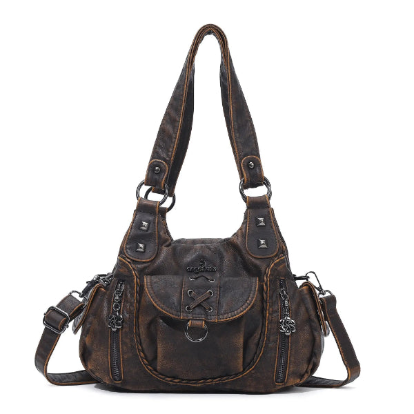 Angelkiss Women's Vegan Leather Shoulder Handbag – Multi-Pocket