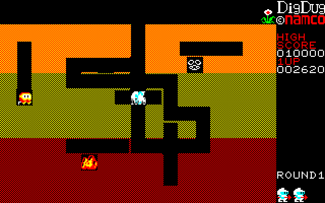 マイコンソフトが移植したPC-8801版『ディグダグ』、テープ版のロード