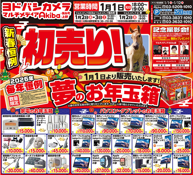 ヨドバシカメラ、恒例の「夢のお年玉箱」を1月1日から店頭販売。iPadや
