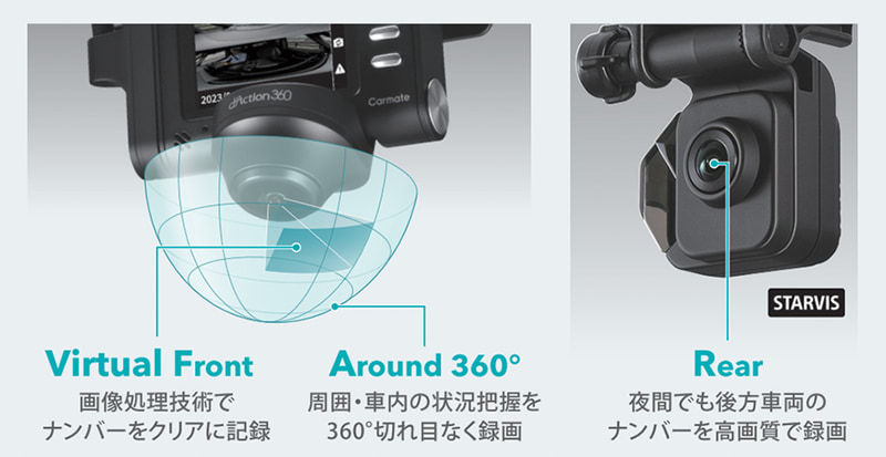 カーメイト、新型360度ドライブレコーダー「ダクション 360D DC3600R