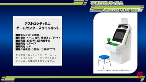 ベースとゲーセン椅子、看板がセットになった「アストロシティミニ