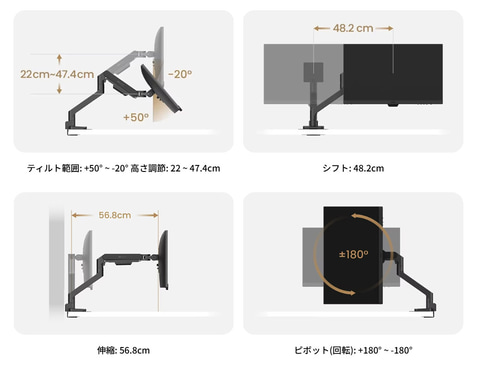 BenQ、デュアルモニターアーム「BDH01」9月19日発売。「BSH02」には