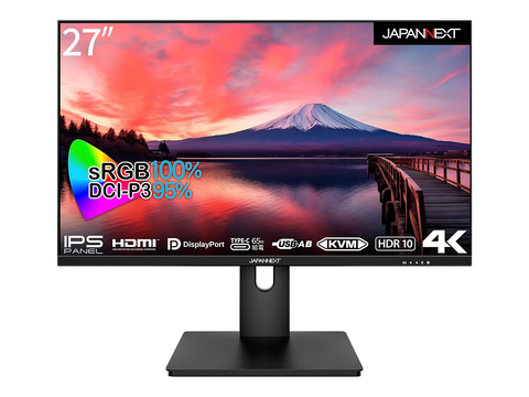 JAPANNEXT、27型4Kモニター2機種。USB Type-C対応やIPS BLACK採用など