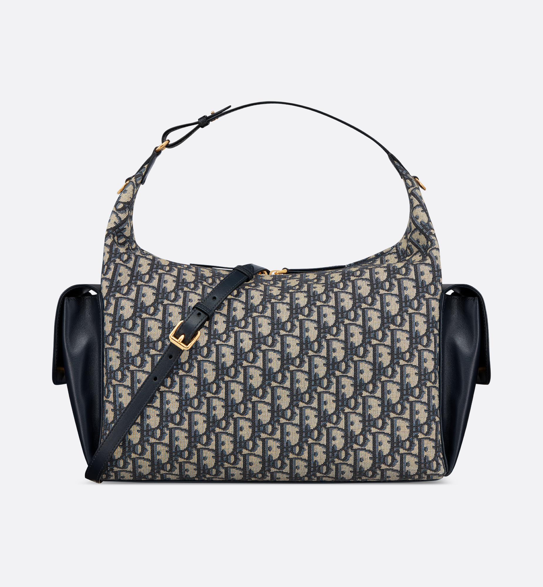 Large D-Dream Bag Blue Dior Oblique Jacquard and Smooth Calfskin