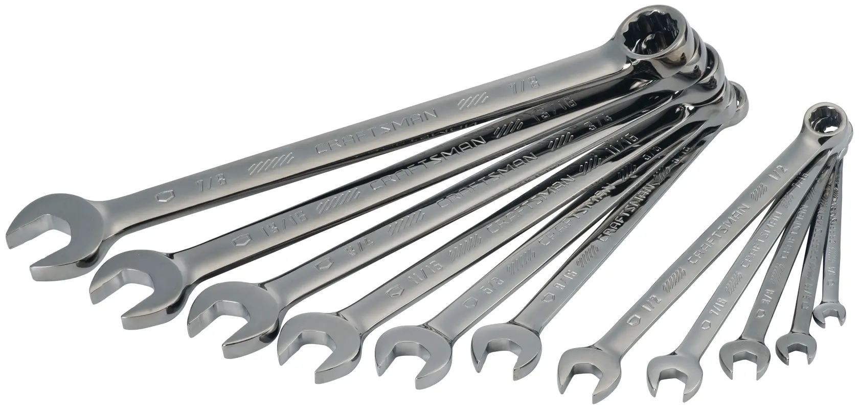CRAFTSMAN® Gunmetal Chrome Standard (SAE) Long-Panel Wrench Set