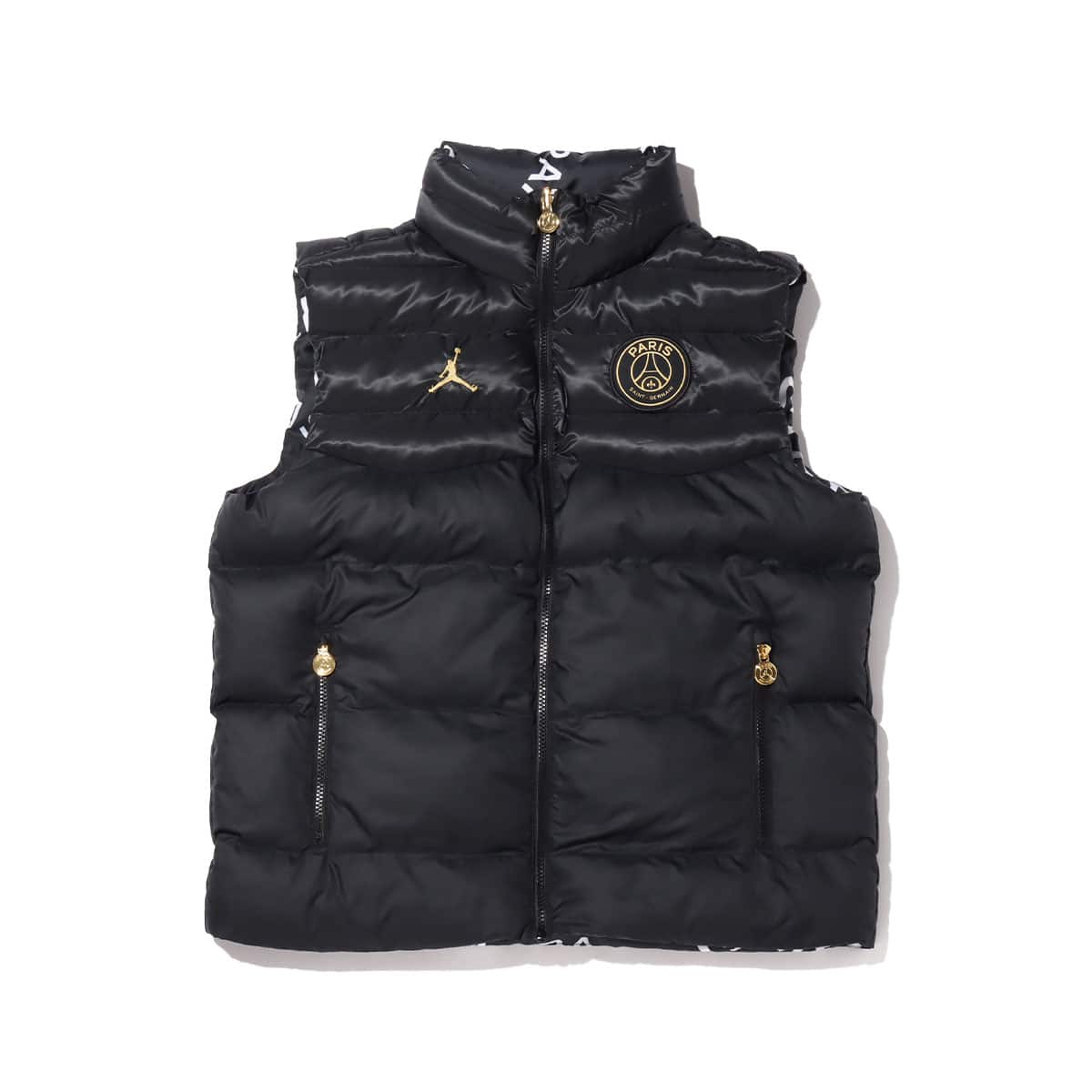 JORDAN BRAND AS M J PSG PUFFER VEST BLACK/BLACK/METALLIC GOLD 20FA