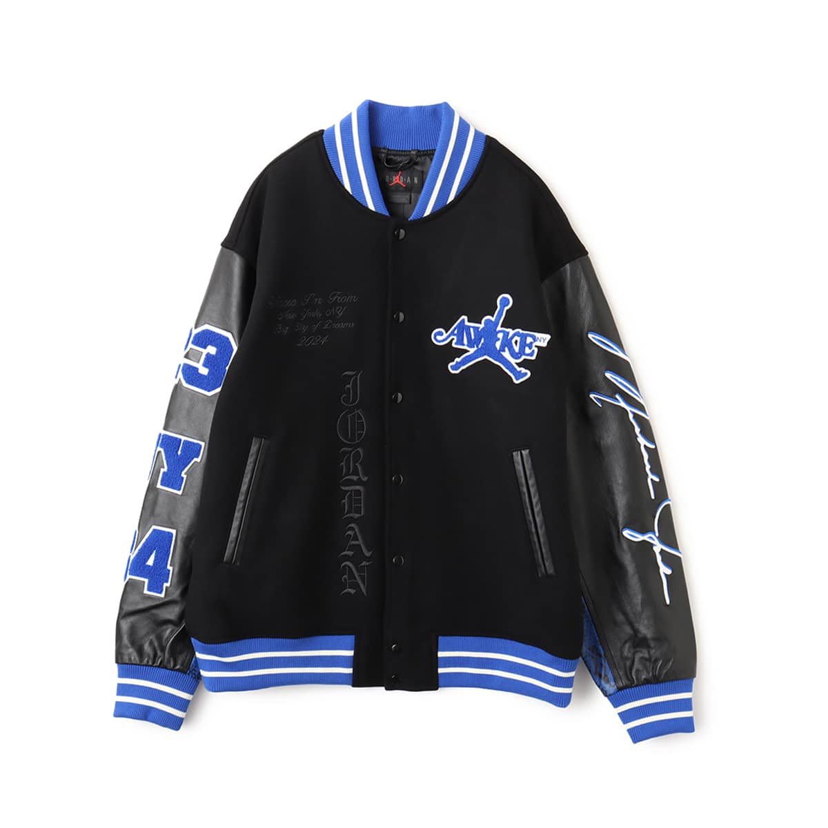 JORDAN BRAND M J AWNY VARSITY JACKET BLACK/GAME ROYAL（ジョーダン