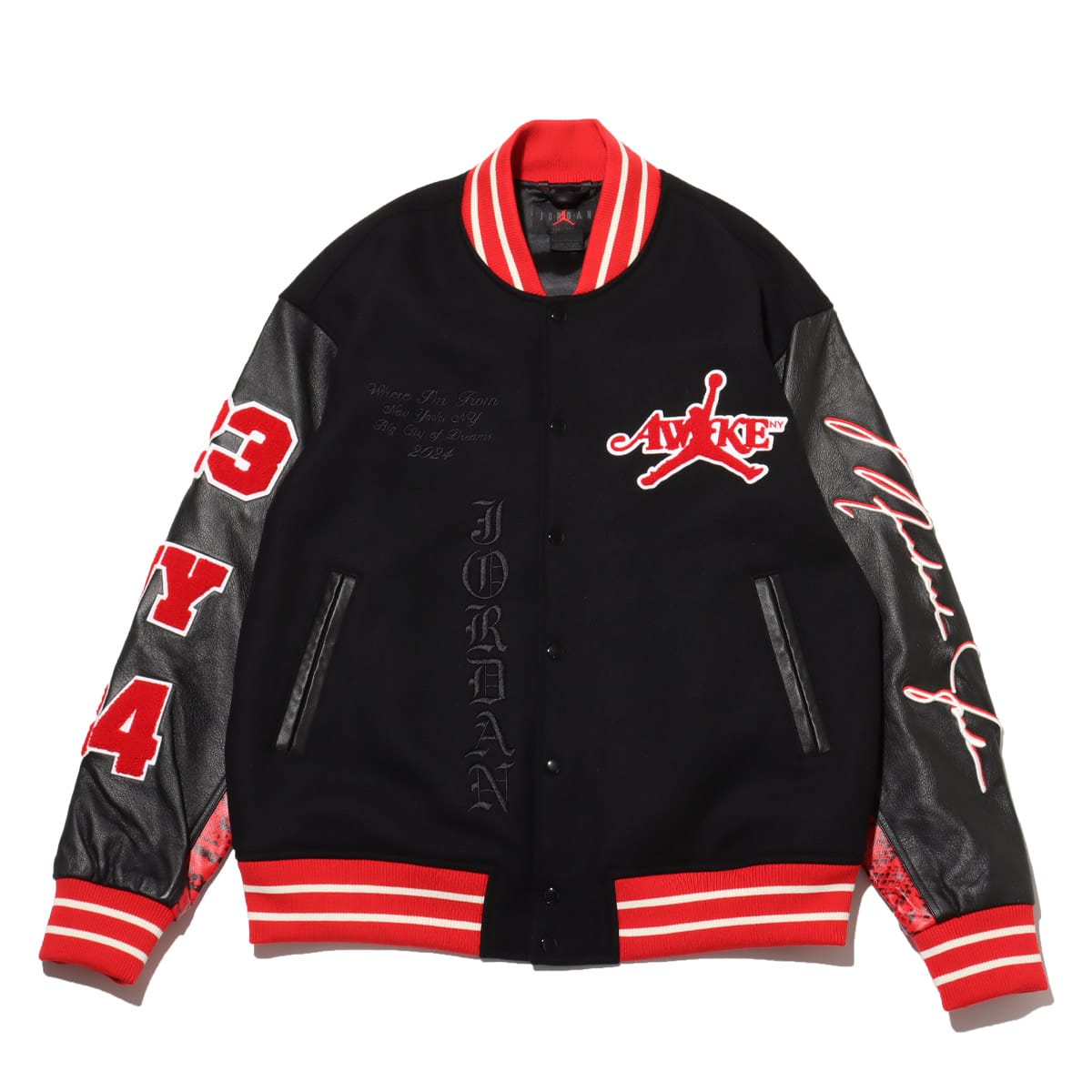 JORDAN BRAND M J AWNY VARSITY JACKET UNIVERSITY RED/BLACK