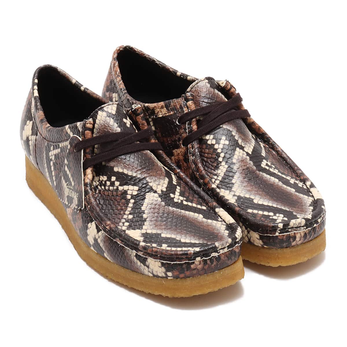 Clarks Wallabee Brown Snake Print Brown （クラークス ワラビー