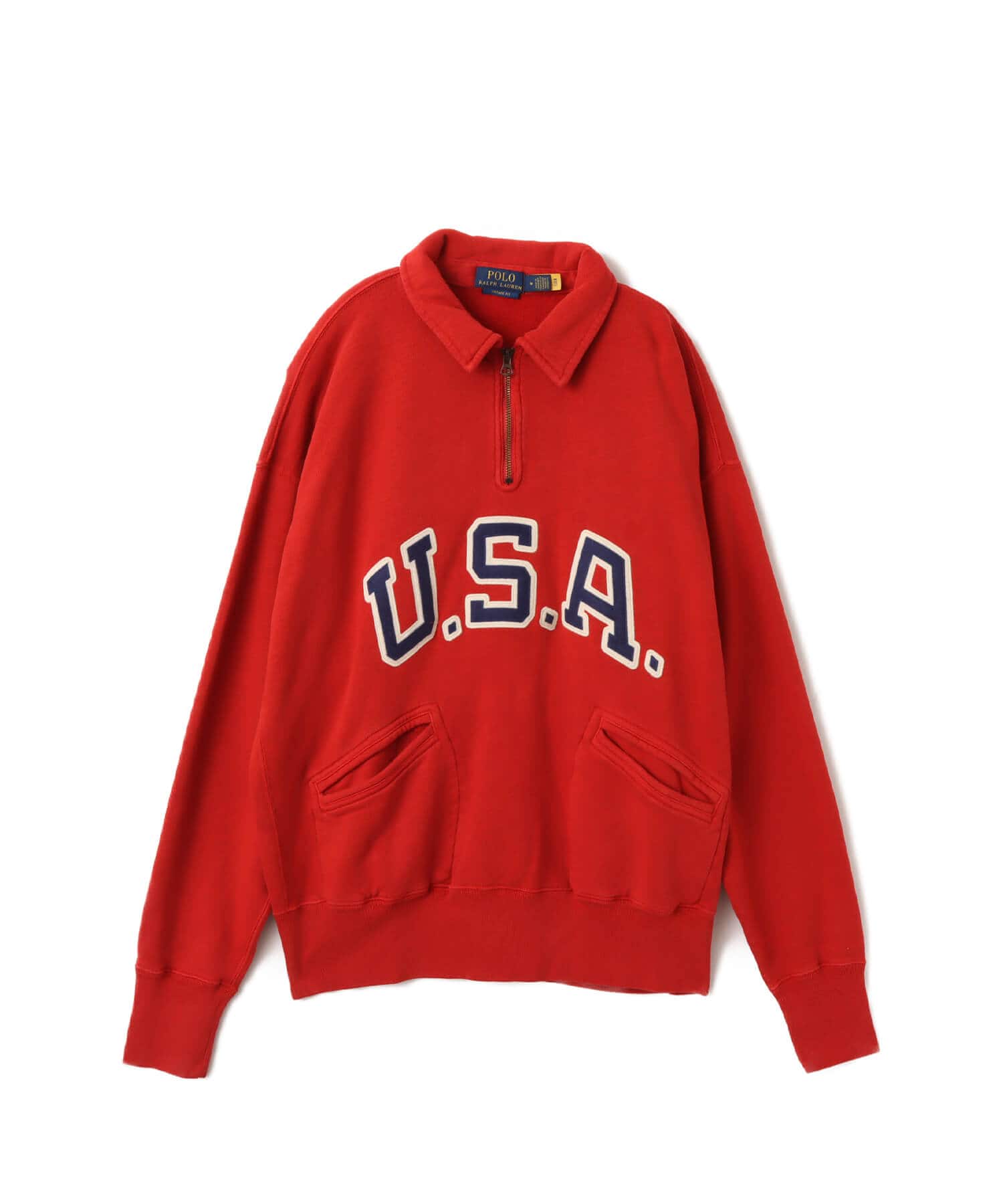 POLO RALPH LAUREN VINTAGE FIT GARMENT DYE NOVELTY USA HALF ZIP