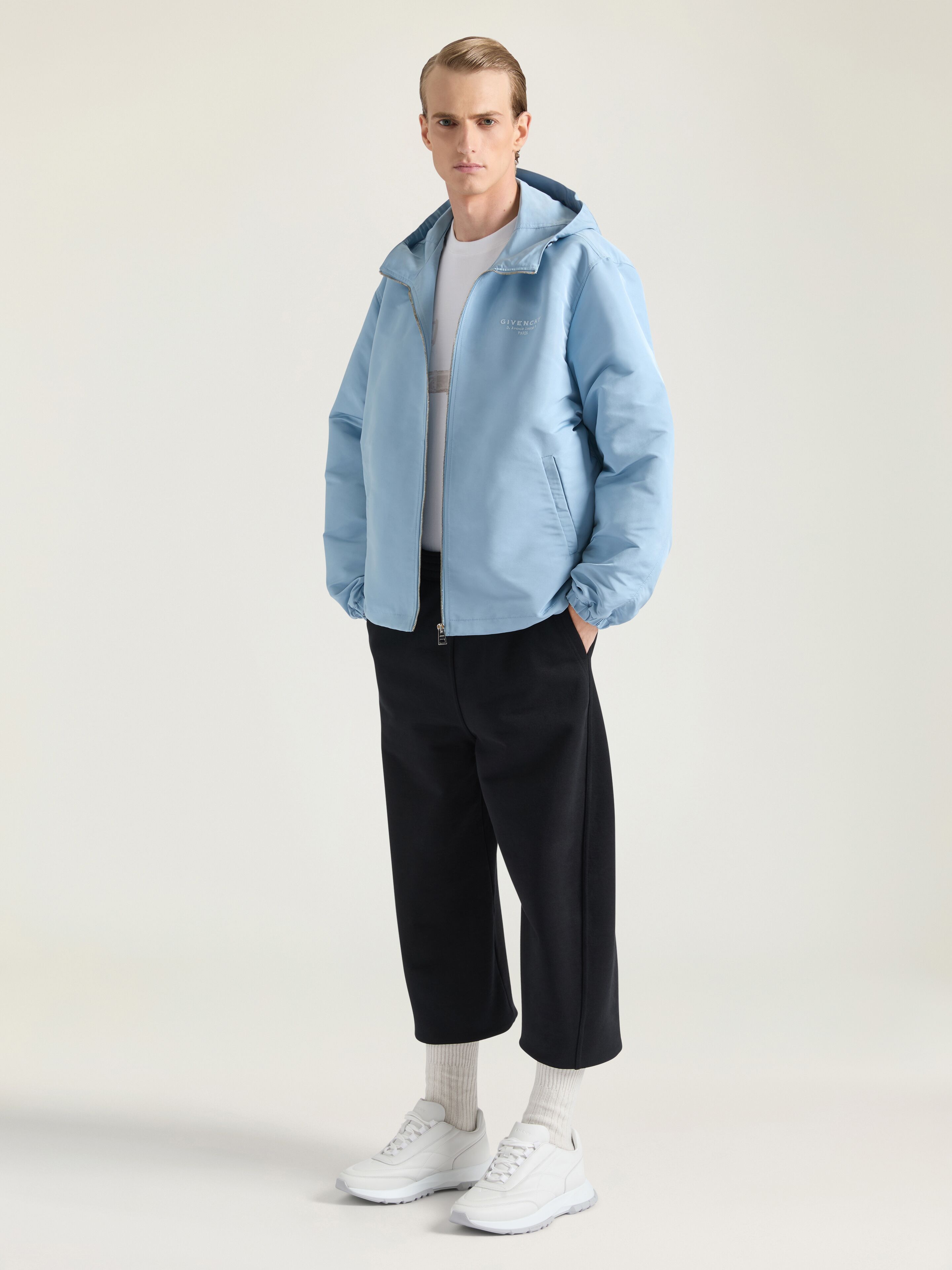 Windbreaker in polyfaille with GIVENCHY Stamp embroidery - pale