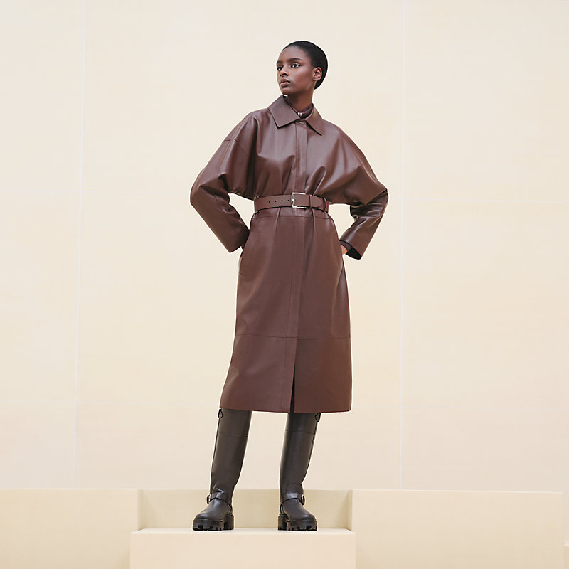 Long trench coat - Brown | Hermès UAE
