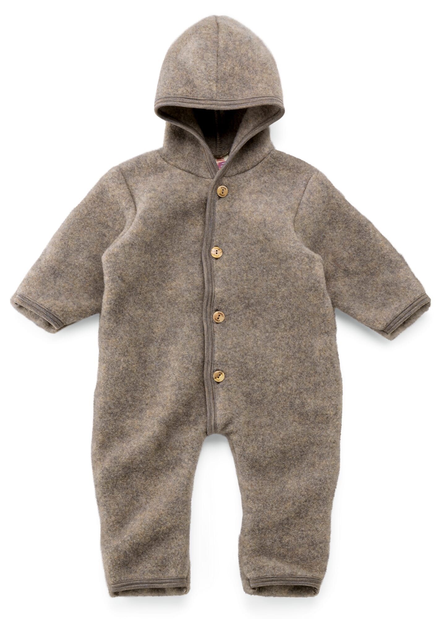 Kids overall virgin wool fleece, Brown melange | Manufactum