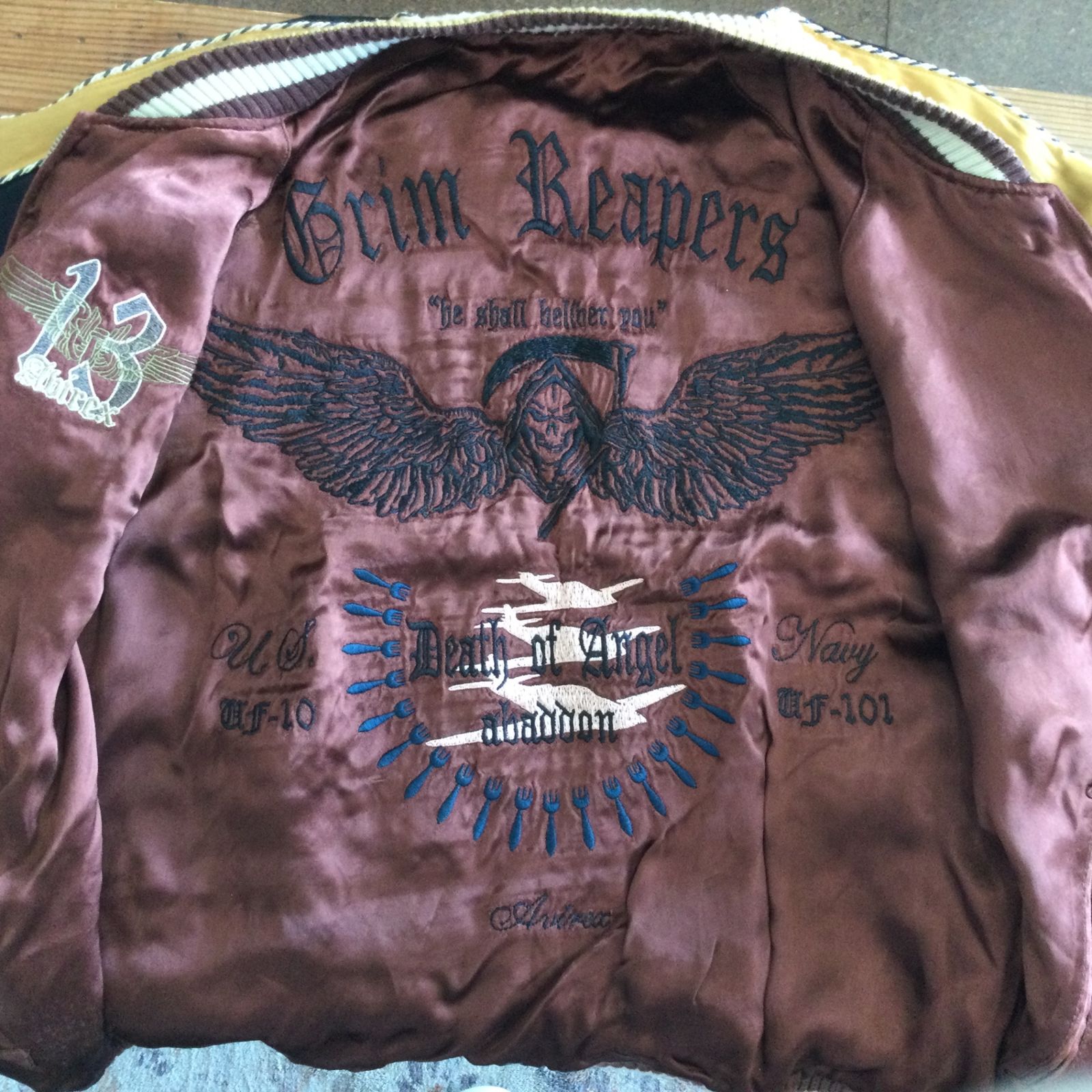 11045 AVIREX アヴィレックス 虎 スカル 刺繍 リバーシブル スカジャン