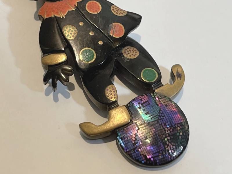 鼈甲螺鈿蒔絵一径作 ピエロ ネックレス ブローチ べっこう 鼈甲