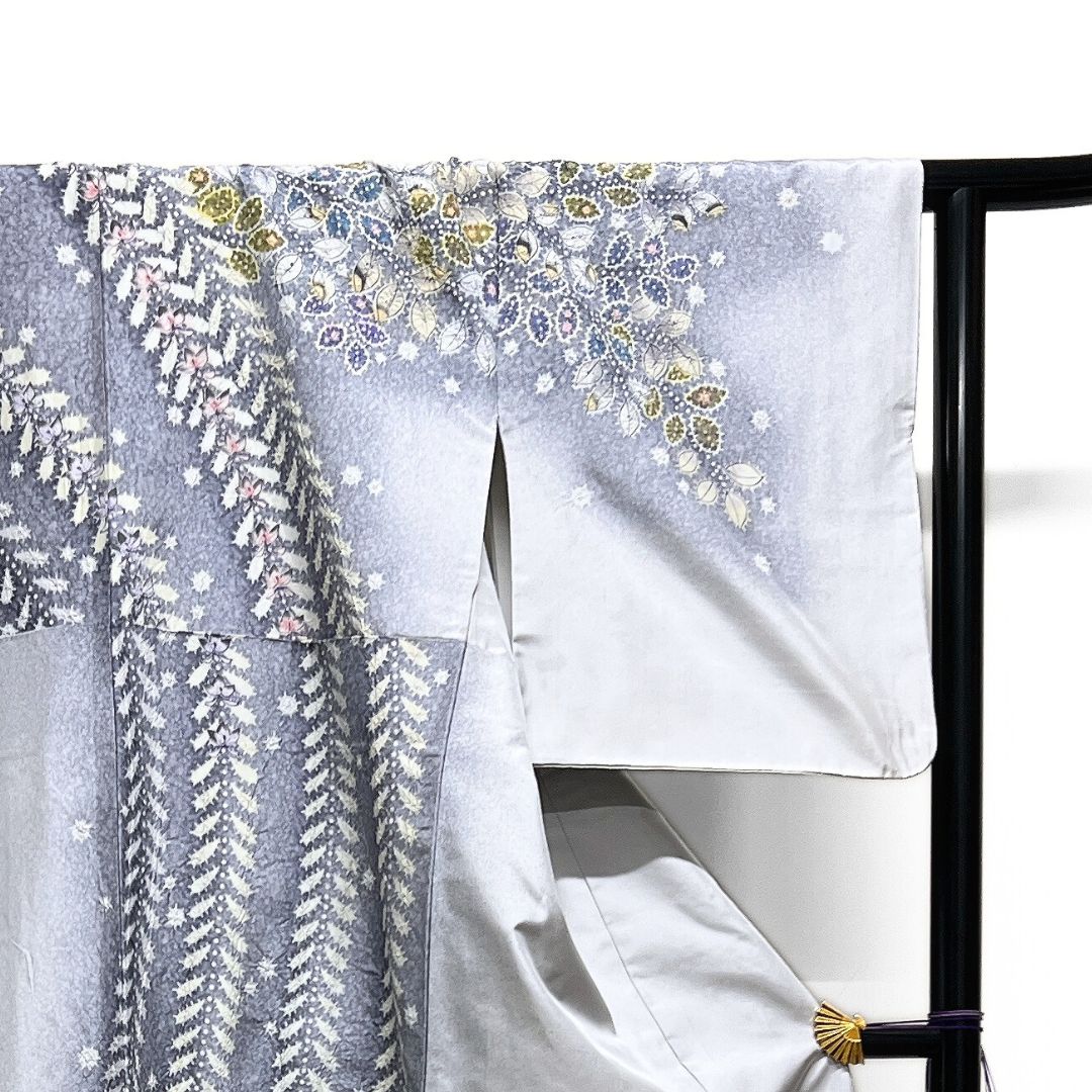 作家もの 訪問着 染め大島紬 絞り 辻ヶ花 藤 紋無し 着物 123b d ms