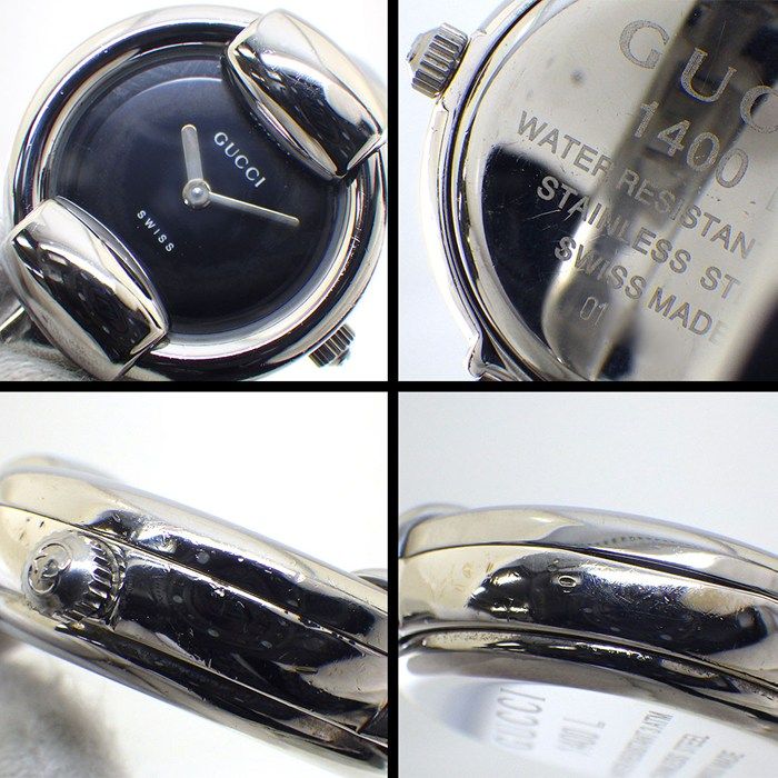 グッチ GUCCI 腕時計 バングルウォッチ ラウンド 1400L ブラック文字盤