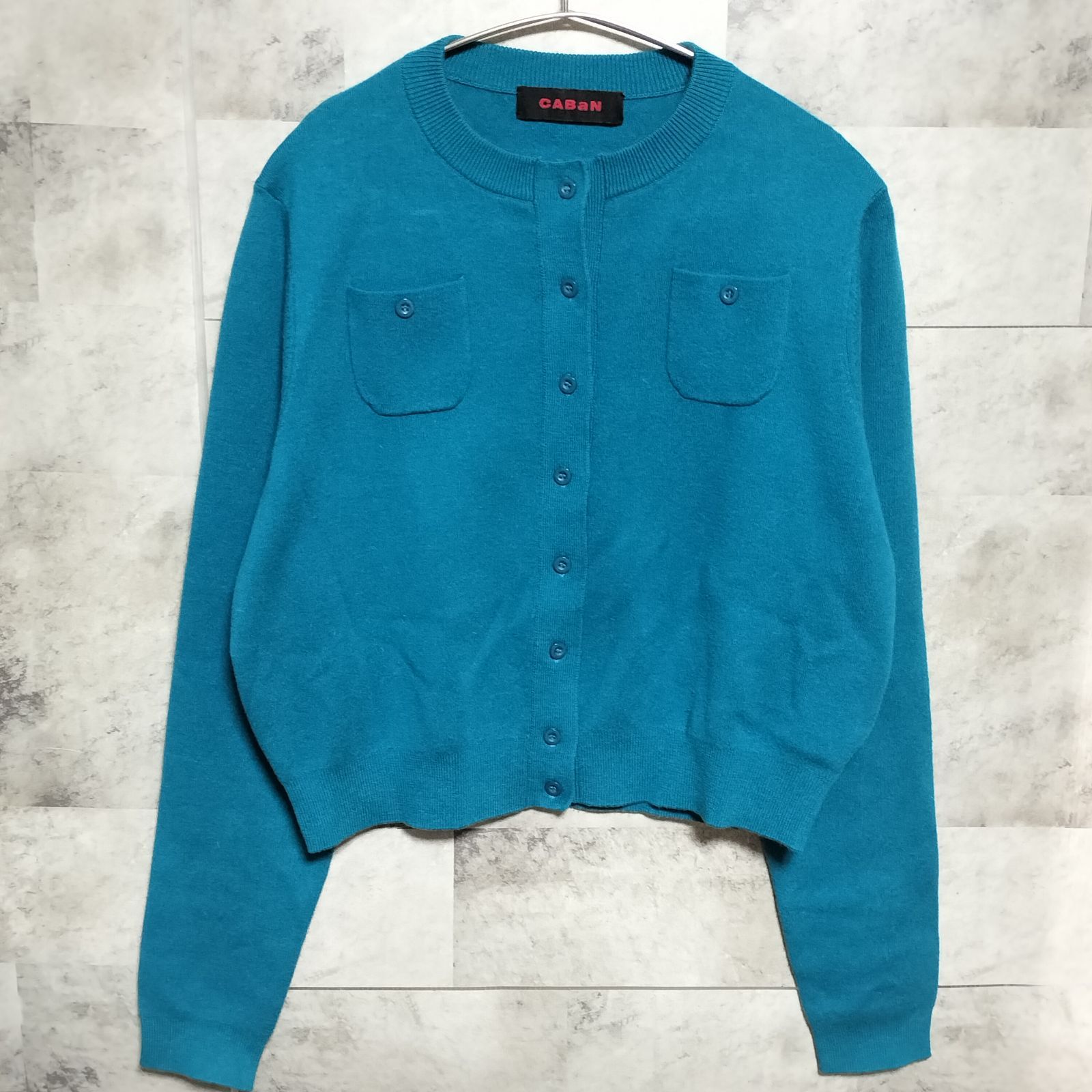 美品】CABaN ギャバン コットン カシミヤ クルーネック カーディガン