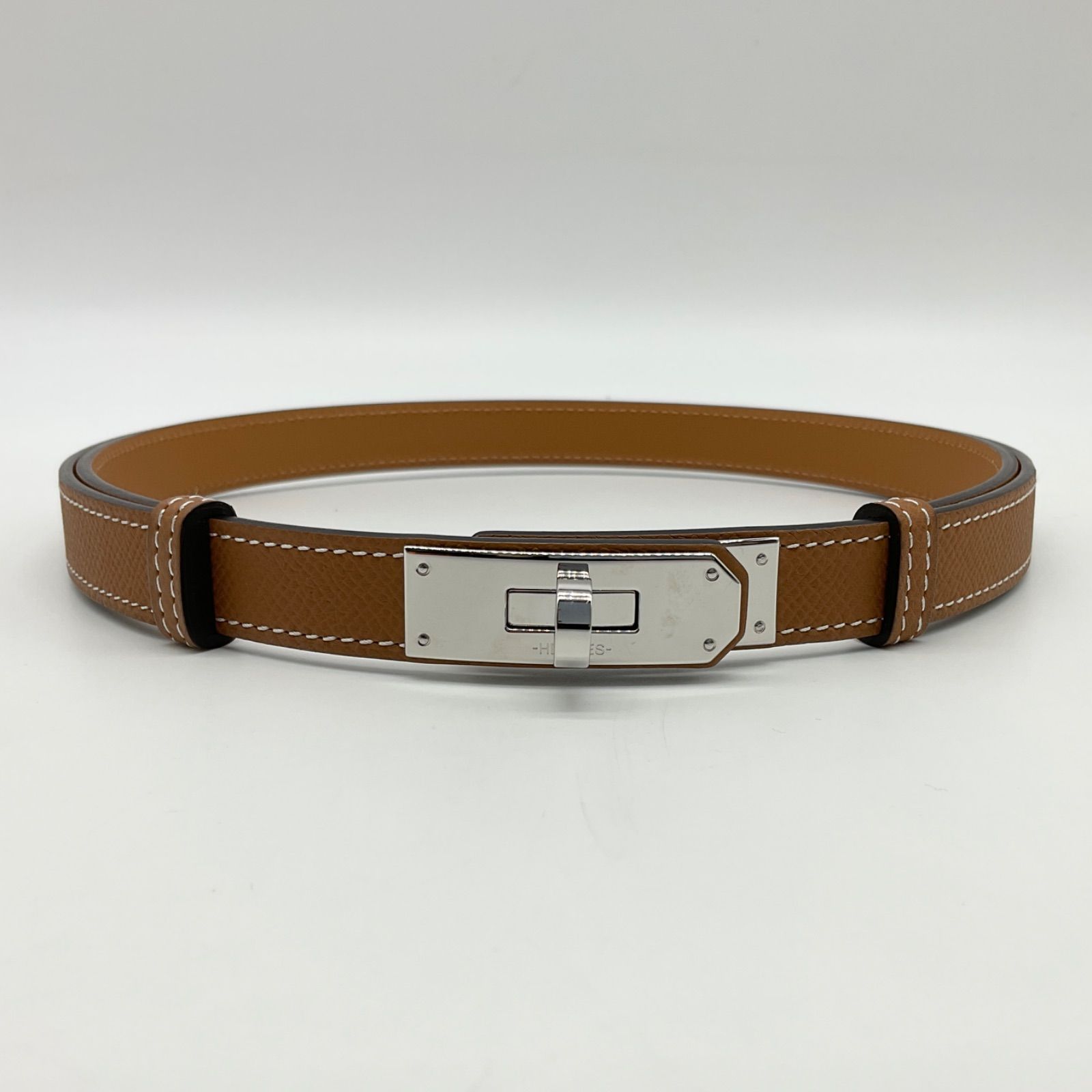 HERMES エルメス ケリー 18 ベルト ヴォーエプソン ゴールド ブラウン