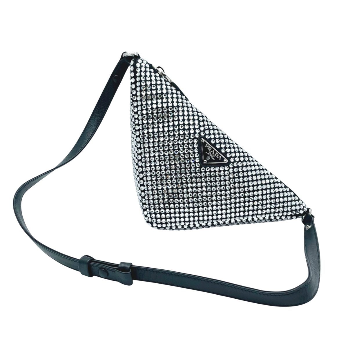 中古】 PRADA プラダ クリスタル トライアングルハンドバッグ 1NQ044