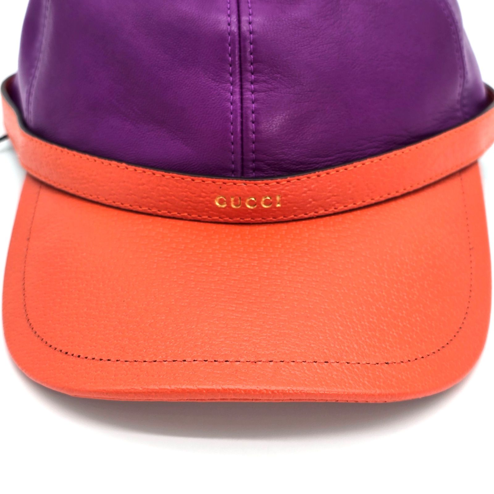 GUCCI グッチ 728964 レザー ベースボール キャップ M 57 パープル