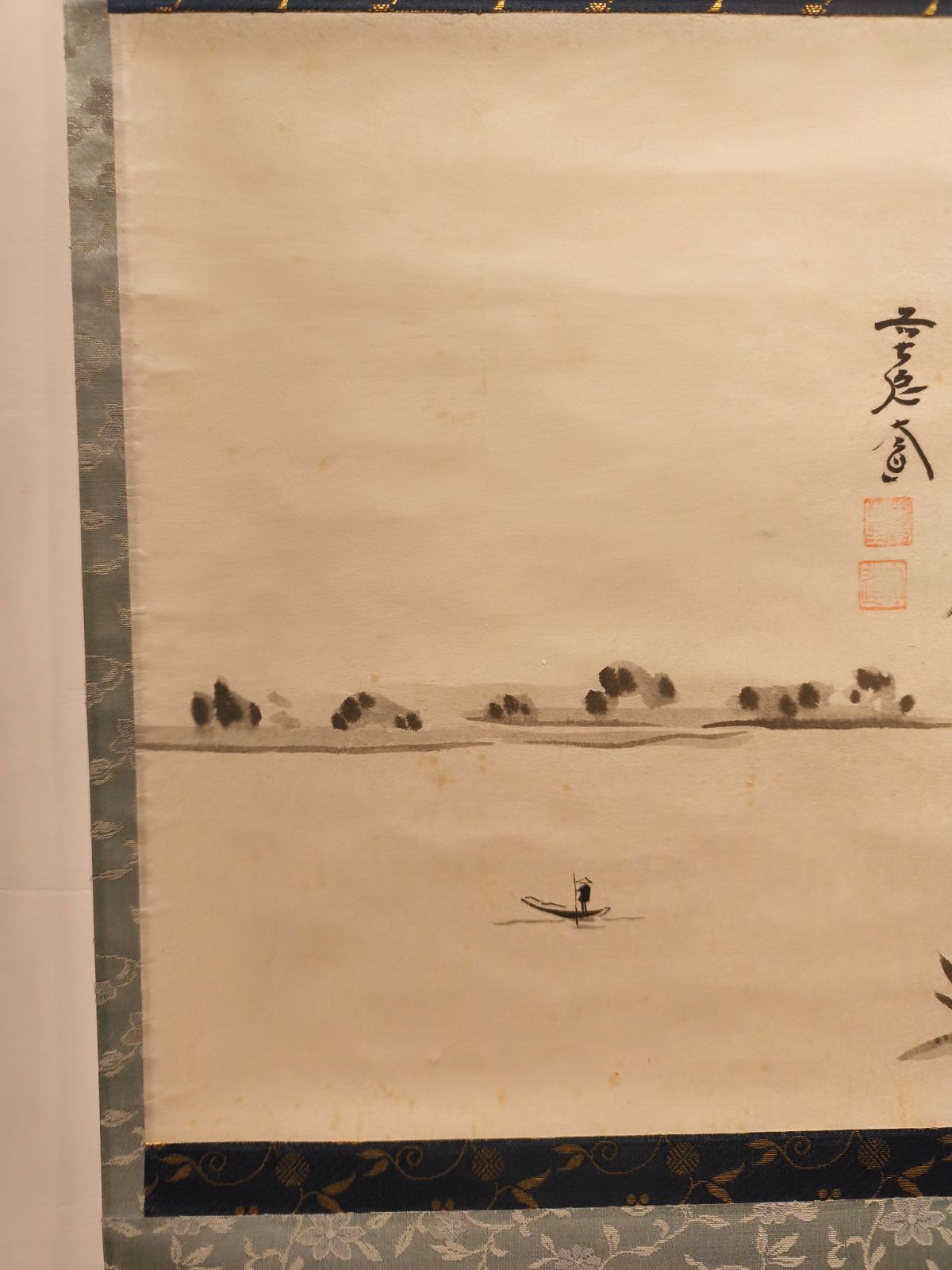 茶道具】前大徳寺 西垣大道和尚筆 「行雲流水」 筏画賛 茶掛 軸C250