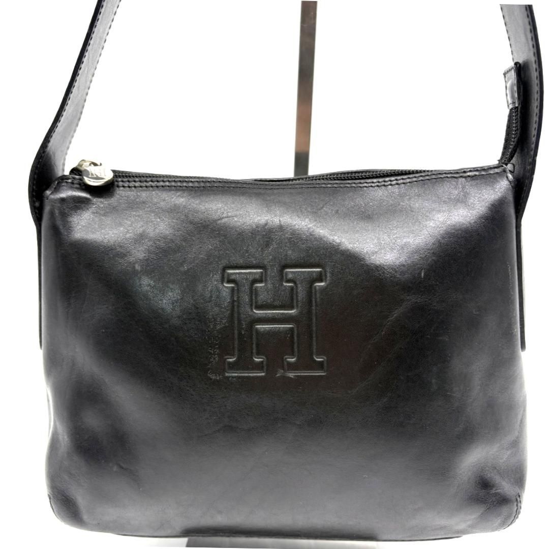 ヒロフ HIROFU レザー ショルダーバッグ ブラック ワンショルダー H