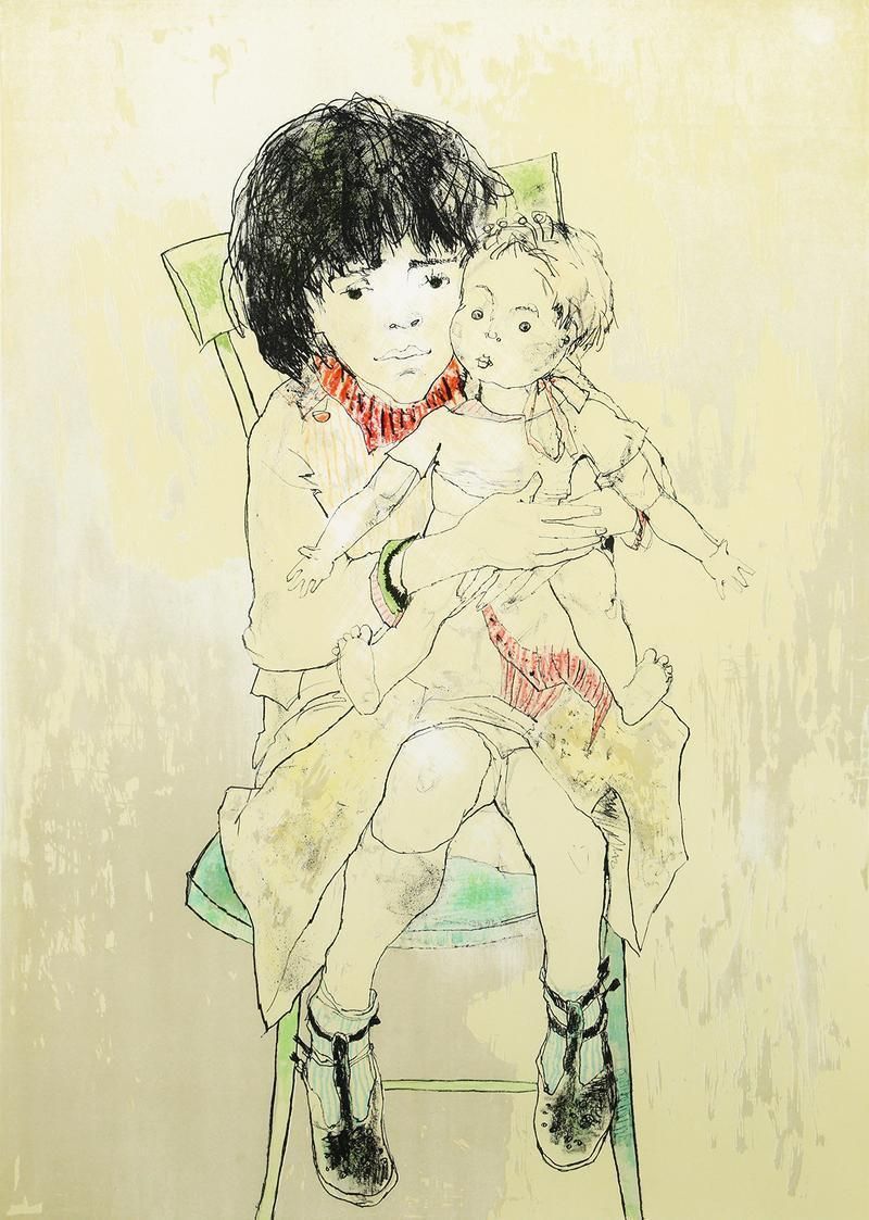 真作】【WISH】ジャン・ジャンセン Jean Jansem「クリスティーナと人形