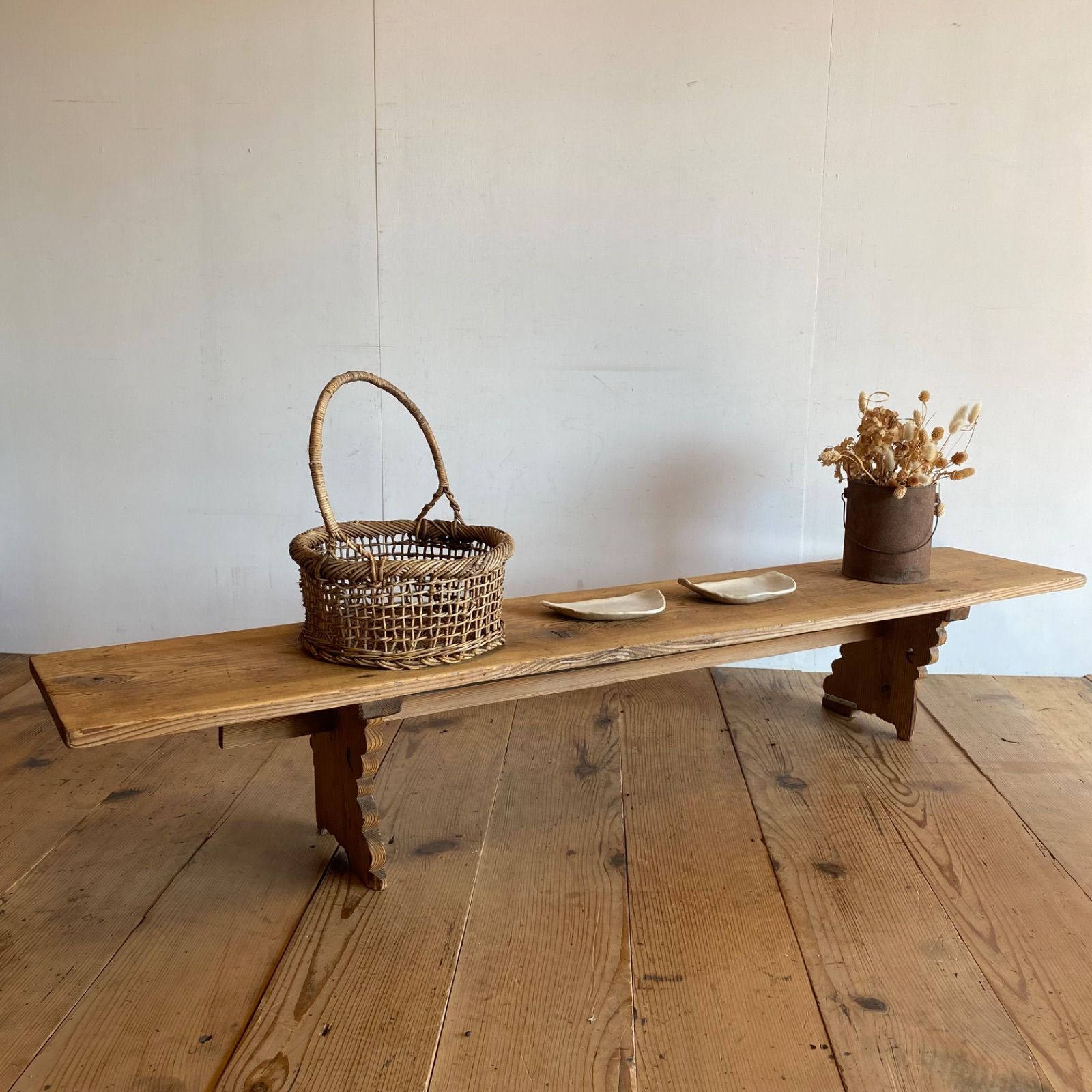 アンティーク 展示台 テーブル 机 一枚板 無垢材 Y643 - メルカリ