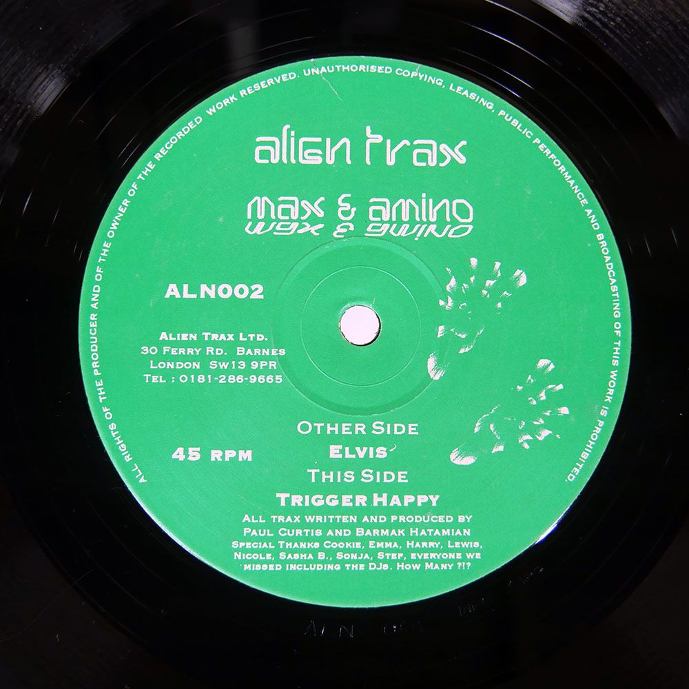 UK盤 MAX & AMINO/ELVIS/ALIEN TRAX ALN002 12 - メルカリ