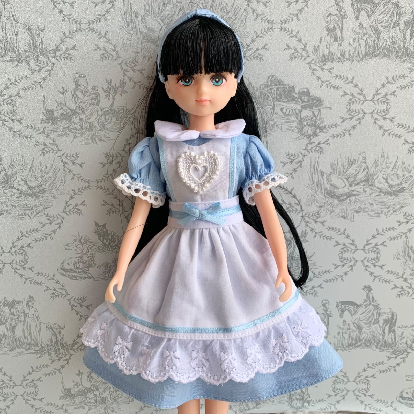 リカちゃん アリス風メイド服 ワンピース エプロンセット ruruko