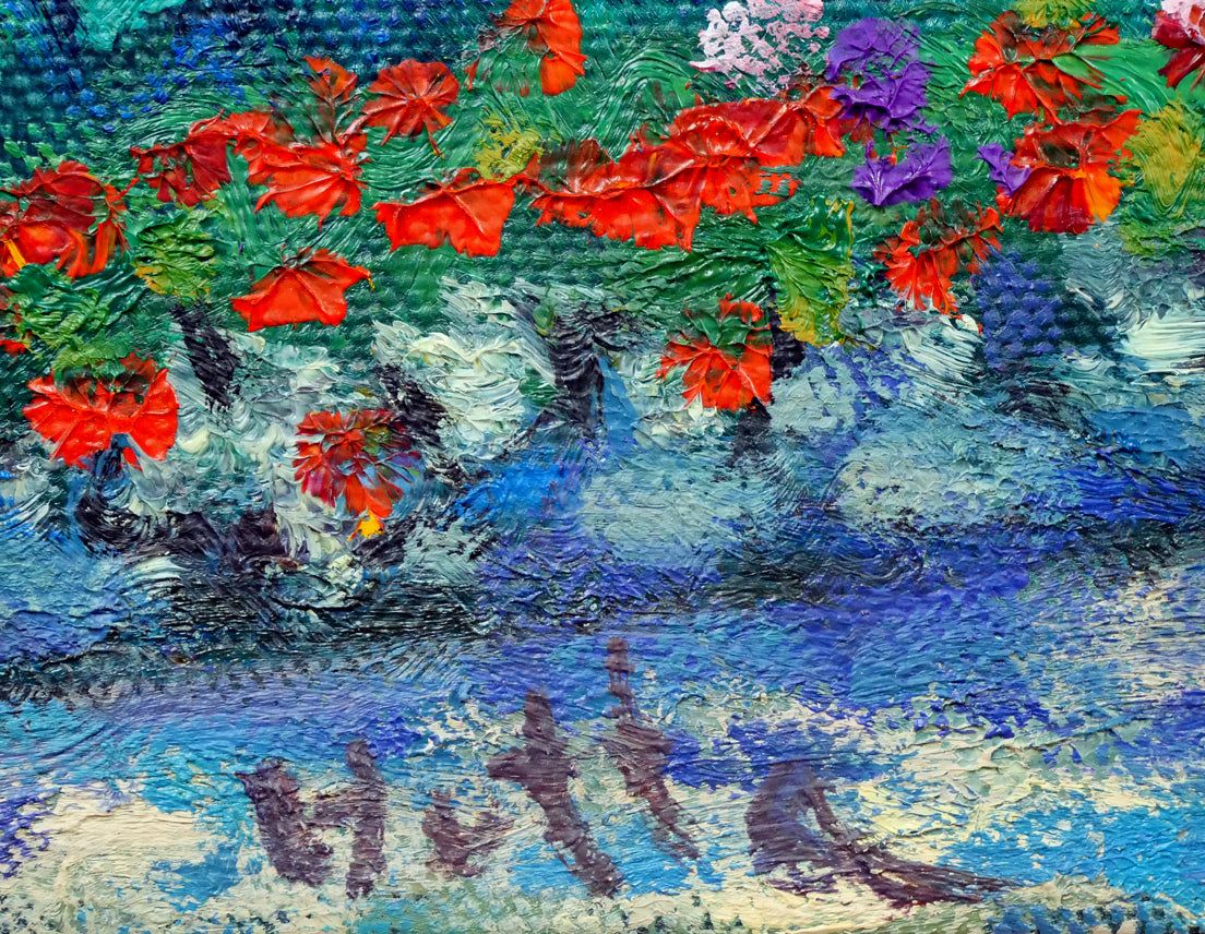 堀田 高「花の庭（南仏カーニュにて）」油絵特寸30号 「一枚の繪」人気