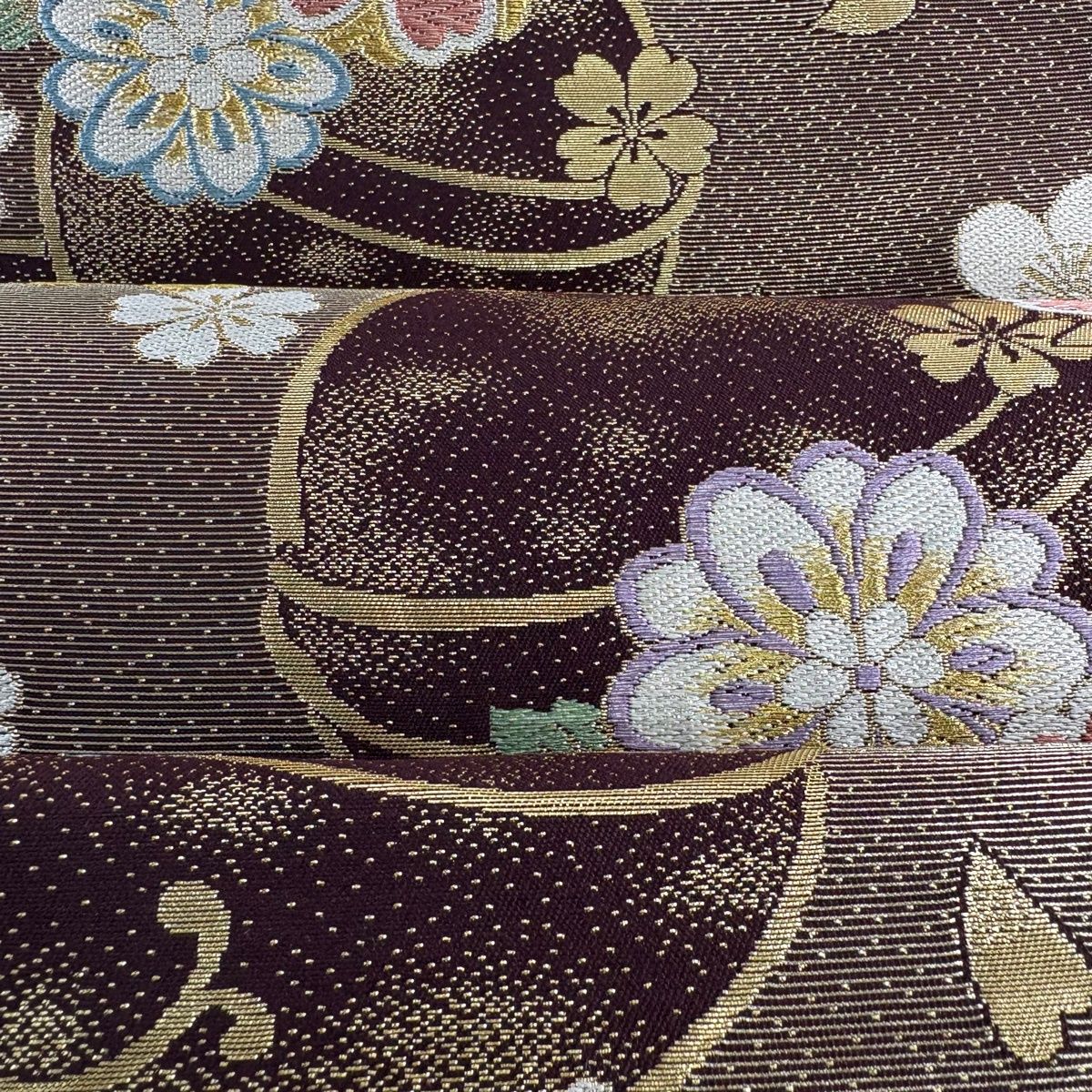 袋帯 秀品 桜 花びら 金糸 箔 金茶 六通 正絹 【中古】 - メルカリ