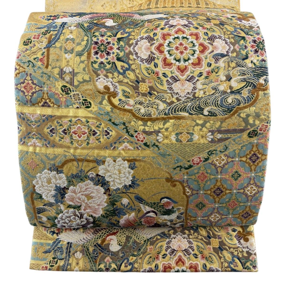 袋帯 秀品 華文 花鳥 金糸 刺繍 金色 六通 正絹 【中古】 - メルカリ