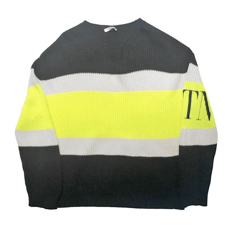 VALENTINO ヴァレンティノ VLTNロゴ 袖刺繍 クルーネック ニット